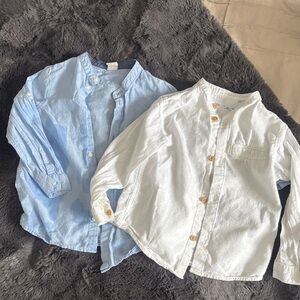 Zara Kids Light Blue and White Button-Down Shirts